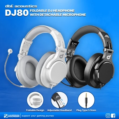 dbE DJ80 Foldable DJ Headphone with Detachable Microphone